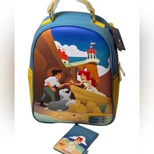 Loungefly Disney Little Mermaid Ariel Scene Mini Backpack & Card Holder NWT